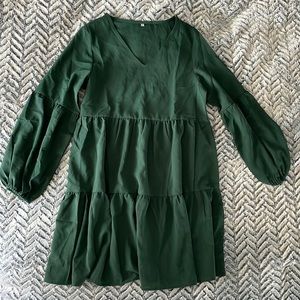 Tiered Flowing Long-Sleeved Dress